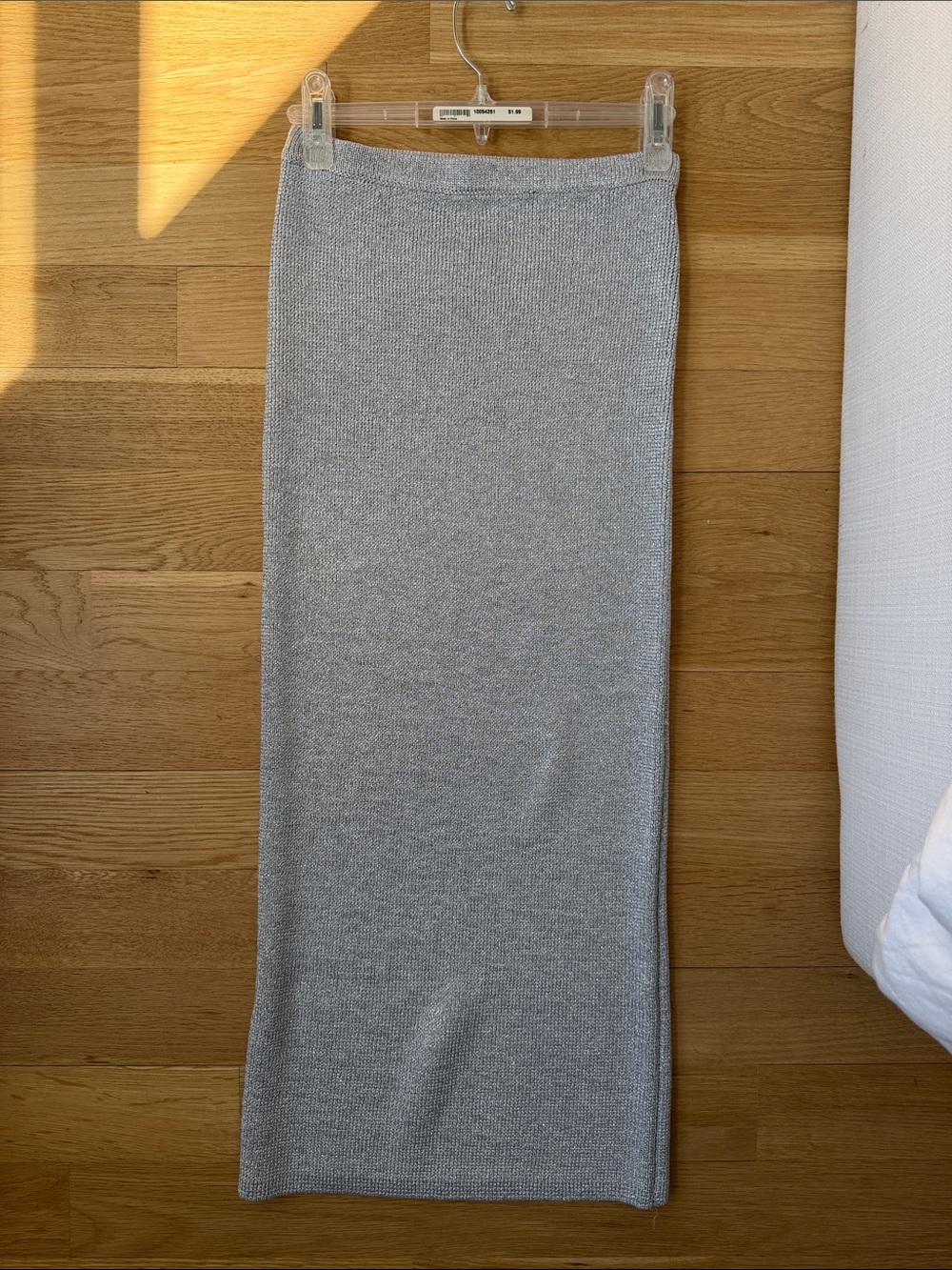 Silver Shimmery Knit Maxi Skirt